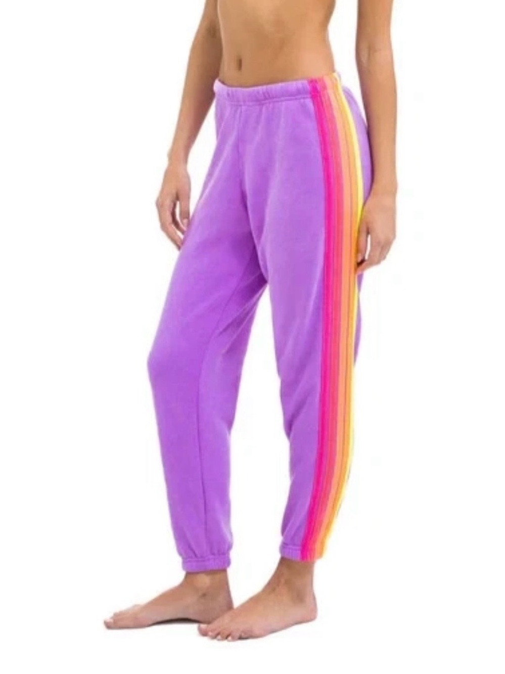 Aviator Nation 5-Stripe Jogger in Neon Purple & Neon